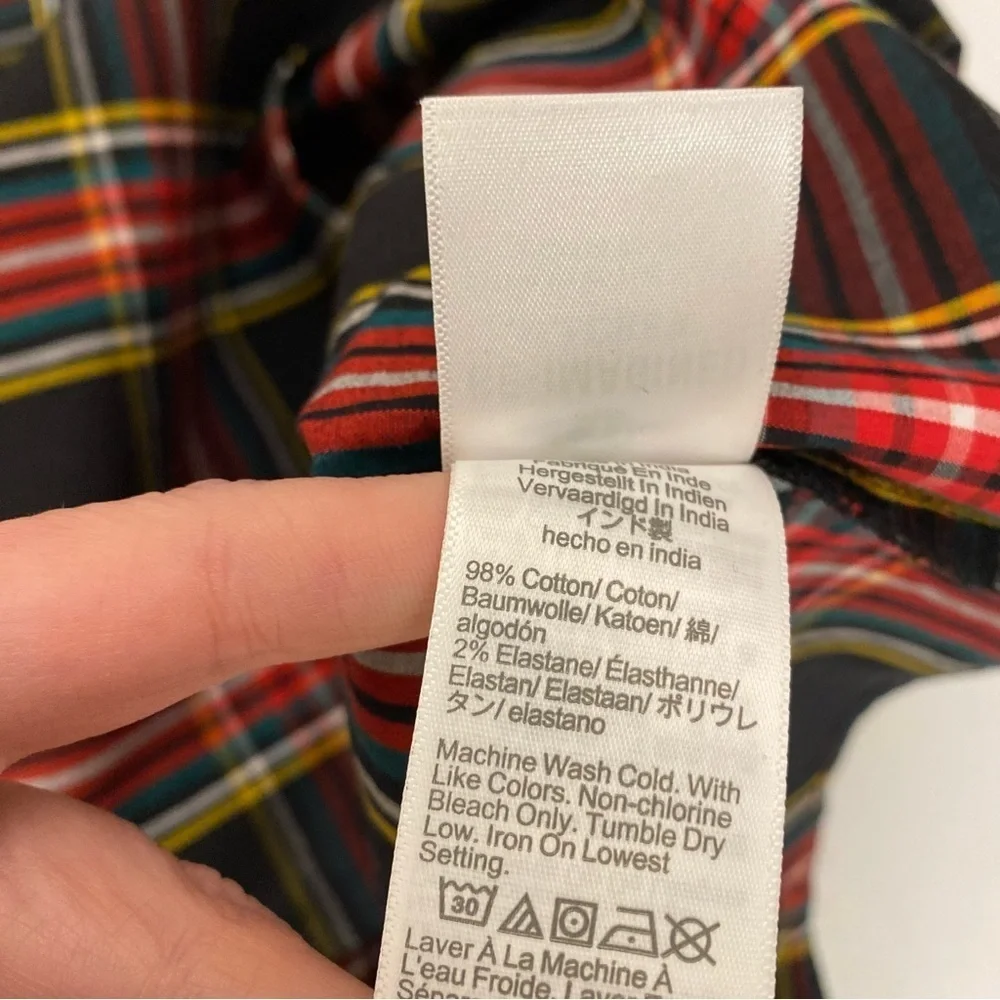 J. Crew‎ || Tartan Plaid Smocked Holiday Midi Dress Black XXS Petite